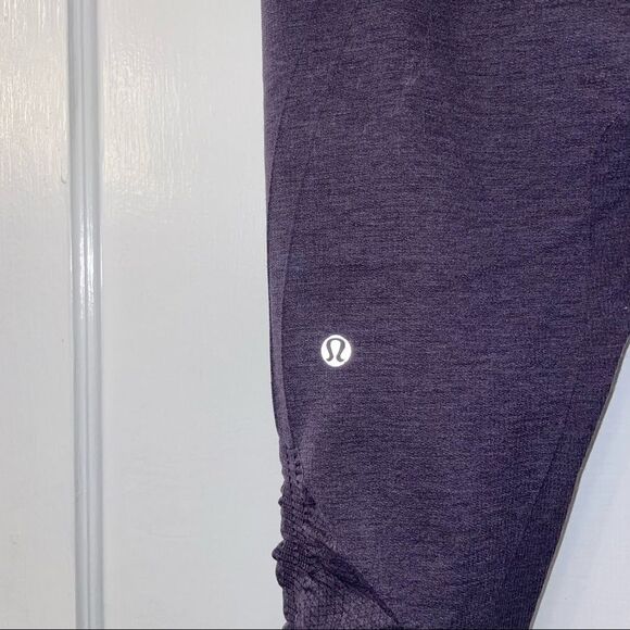 Lululemon In The Flow Crop II Seamless Leggings Heathered Deep Zinfandel - Picture 2 of 7
